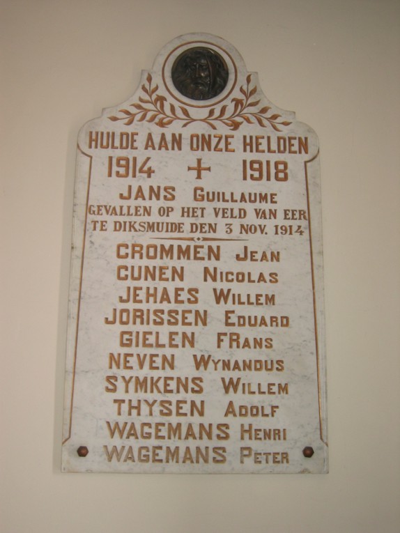 Gedenksteen in de kerk van Werm